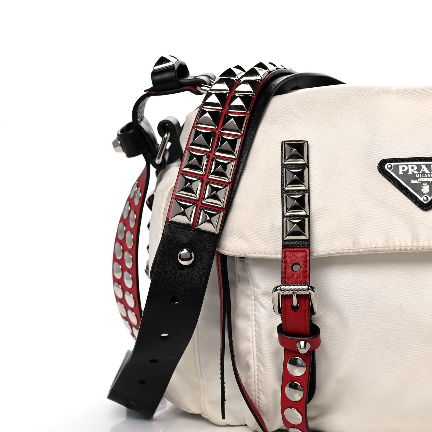 Nylon New Vela Studded Messenger White Fuoco