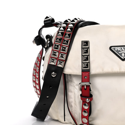 Prada Nylon New Vela Studded Messenger White Fuoco 9 of 20