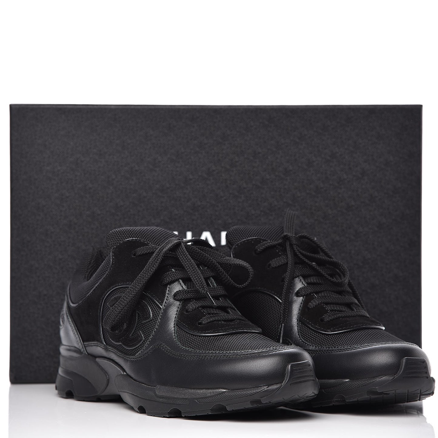 Toile Suede Calfskin CC Sneakers 35.5 Black