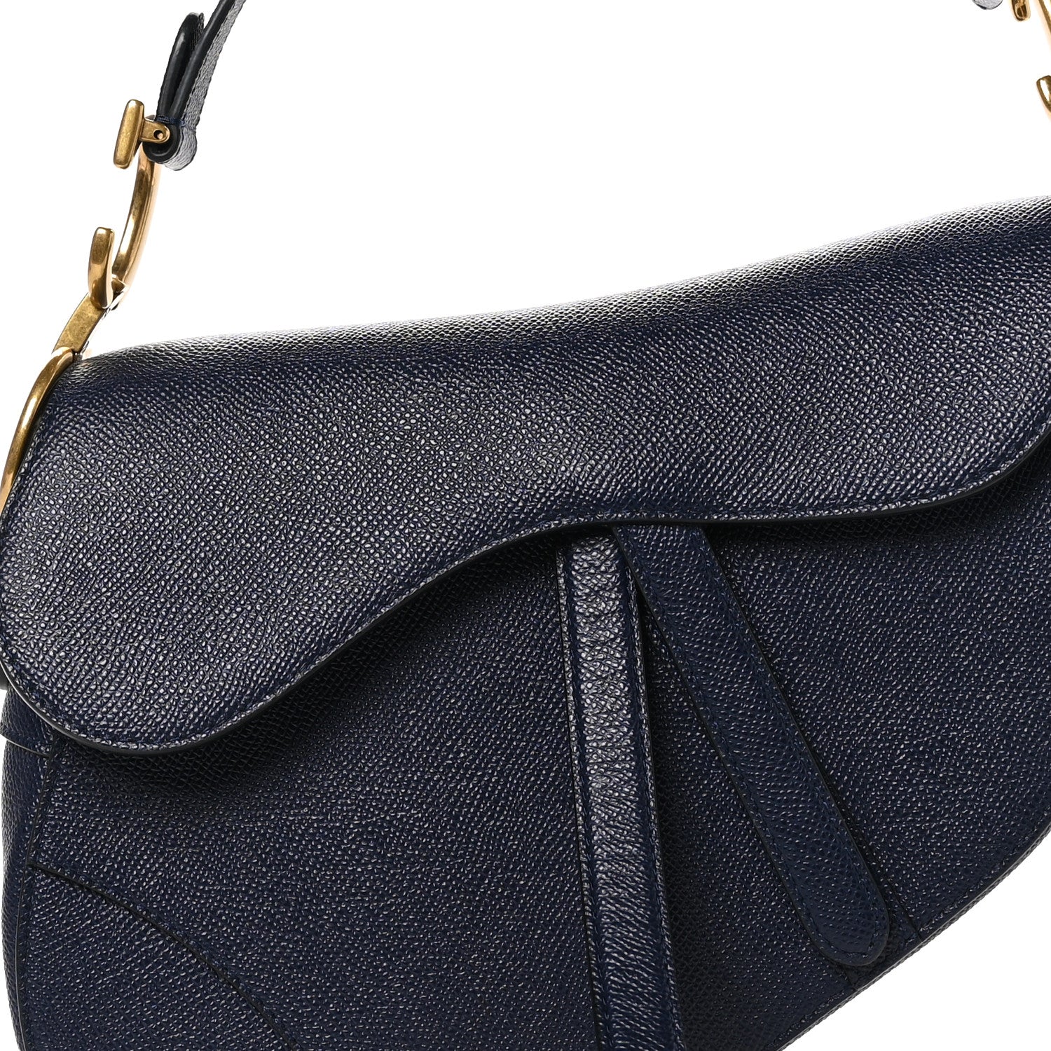 Christian Dior Grained Calfskin Saddle Bag Navy 8 of 10