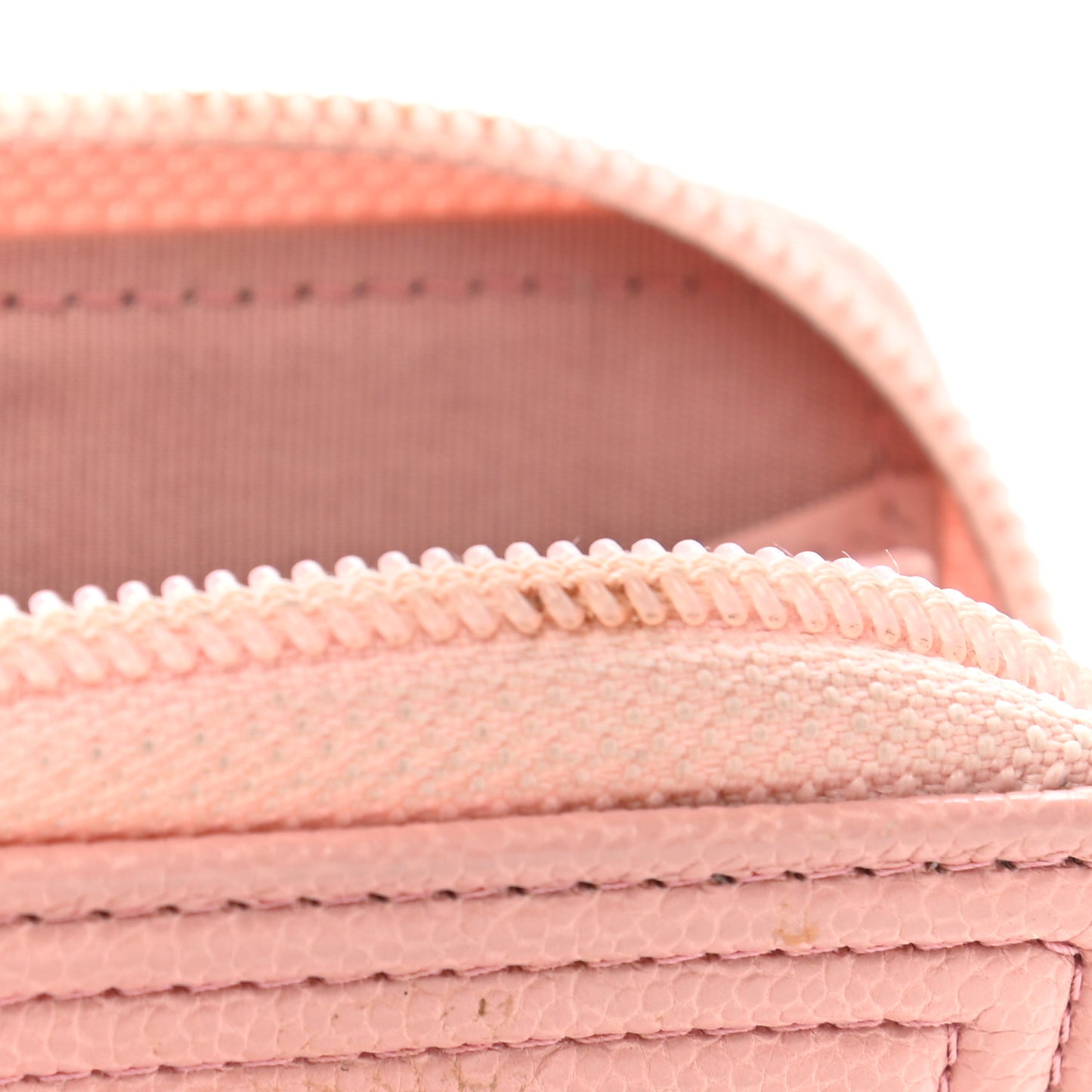 Caviar Quilted Boy Zip Around Coin Purse Wallet Light Pink