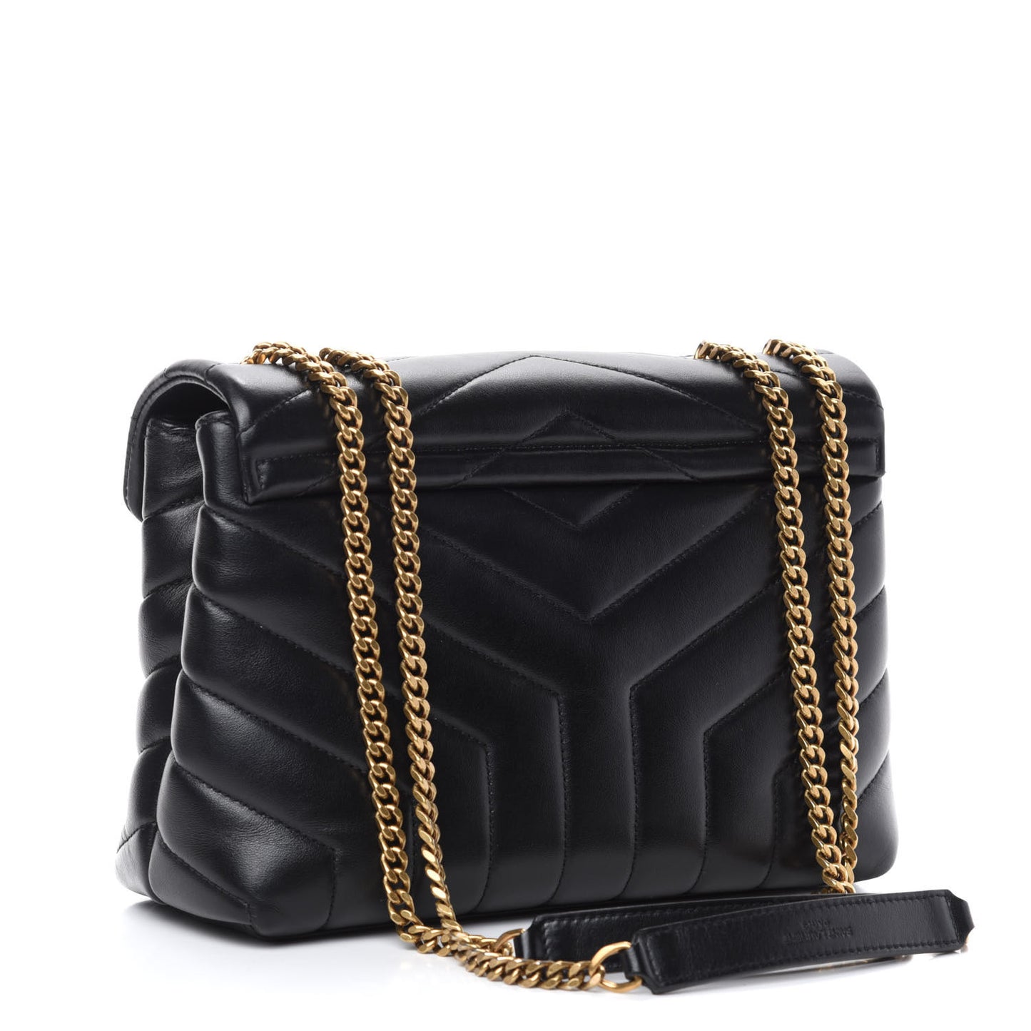 Calfskin Y Quilted Monogram Small Loulou Chain Satchel Black