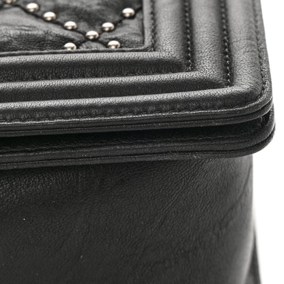 Chanel Crumpled Lambskin New Medium Studded Boy Flap Black 11 of 12