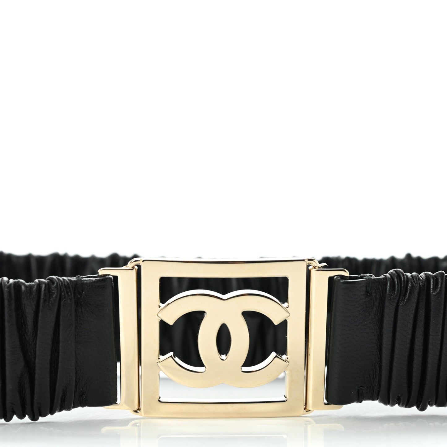 Lambskin Ruched CC Belt 75 30 Black
