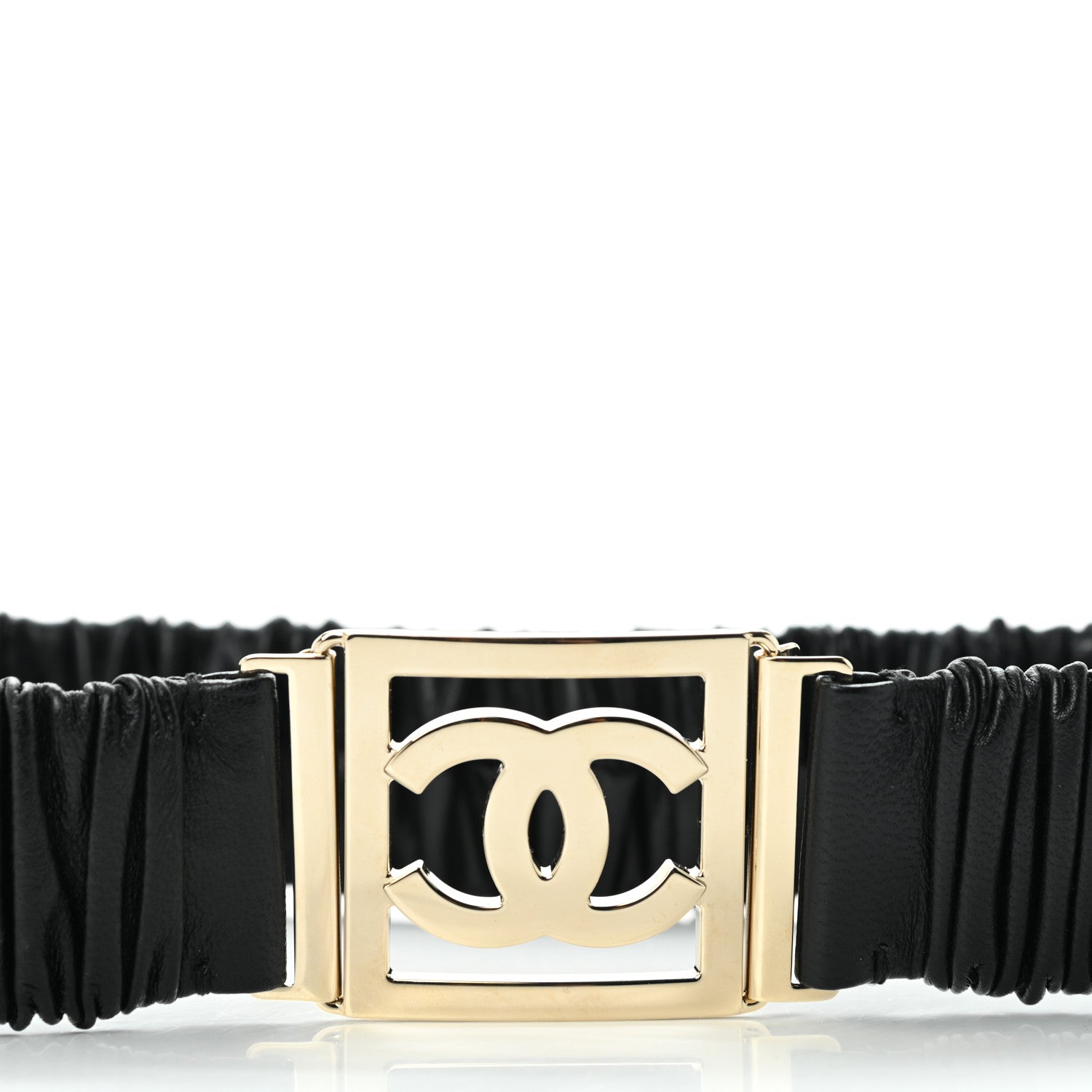 Chanel Lambskin Ruched CC Belt 75 30 Black 4 of 4