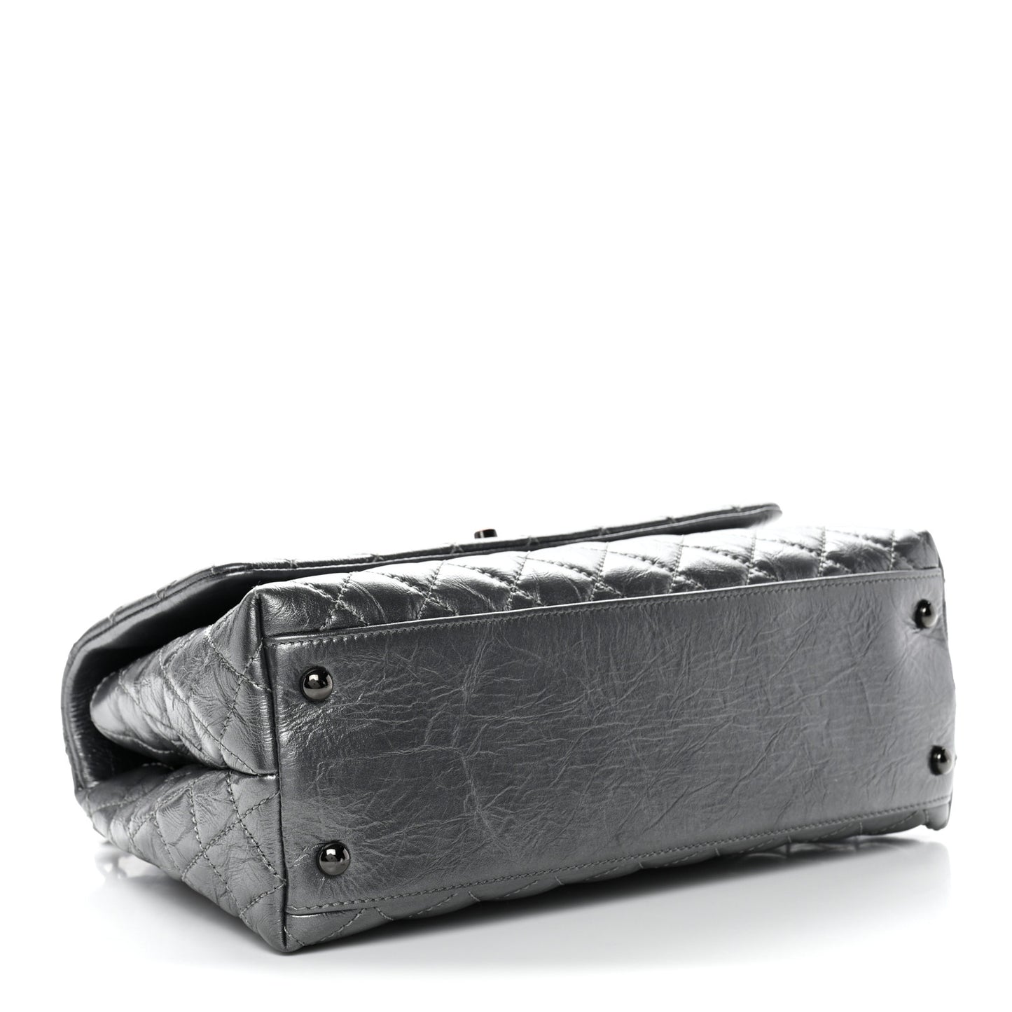 Metallic Aged Calfskin Quilted Small Coco Handle Flap Charcoal