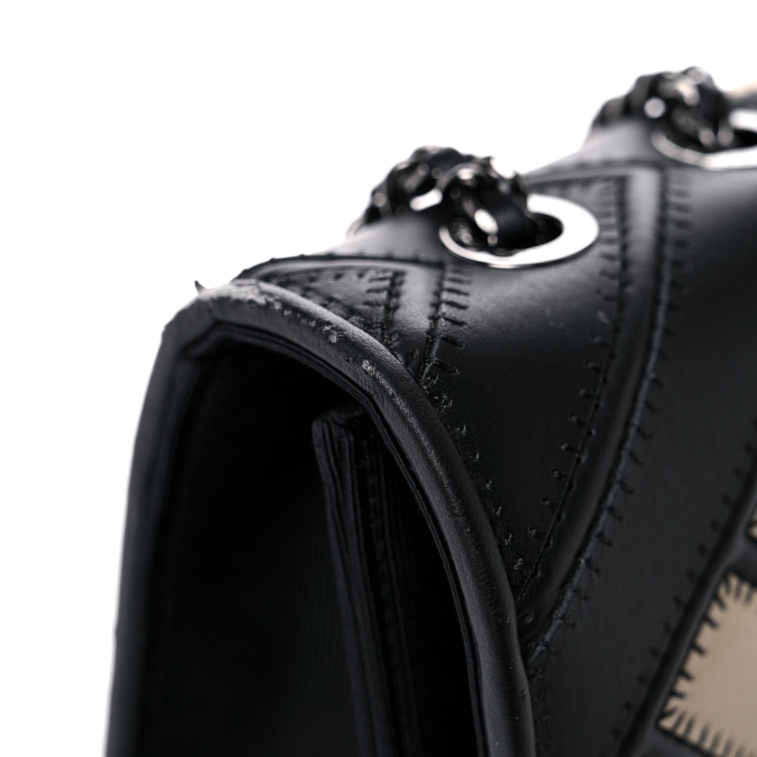 Chanel Grosgrain Chevron Quilted Couture Flap Black Gold 14 of 18