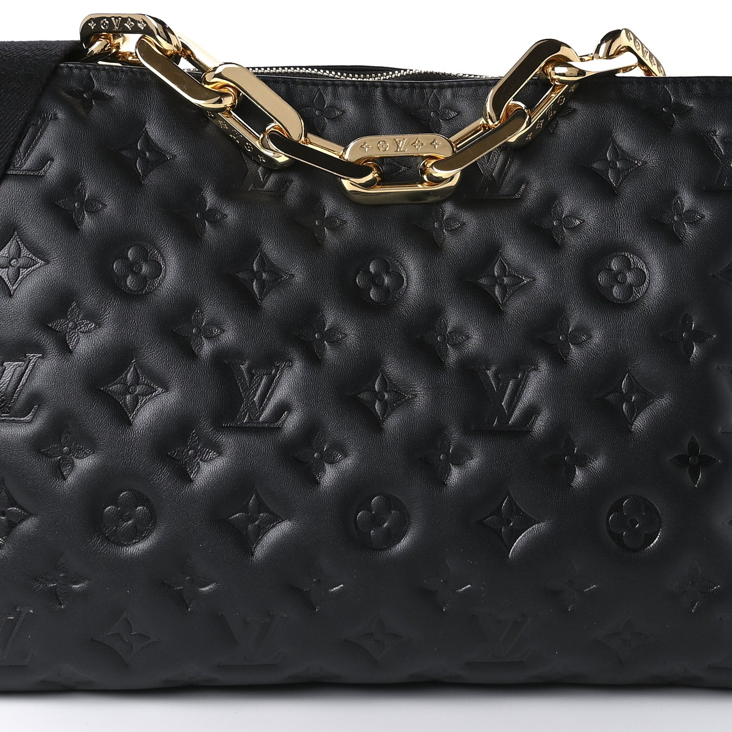 Lambskin Embossed Monogram Coussin MM Black