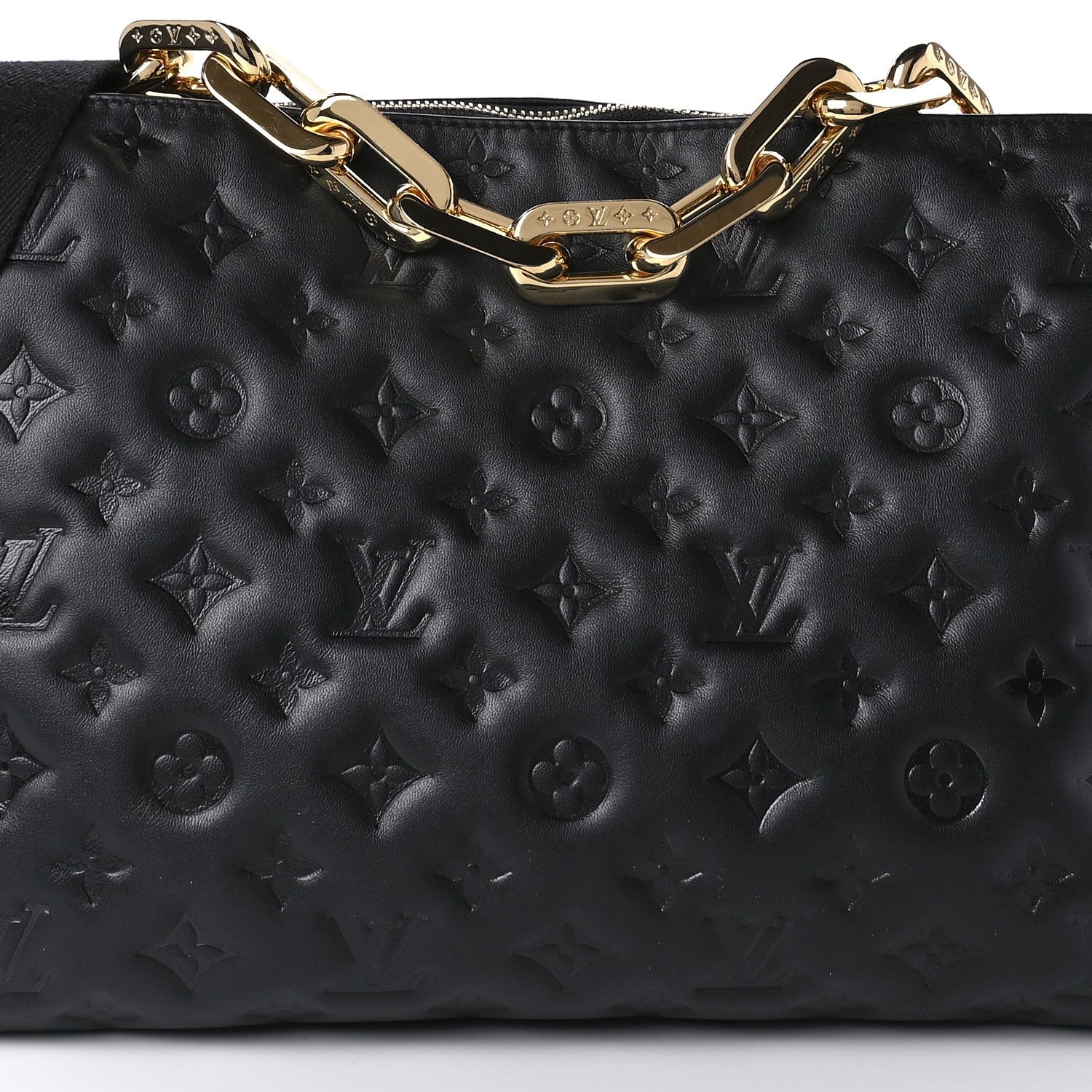 Louis Vuitton Lambskin Embossed Monogram Coussin MM Black 7 of 8