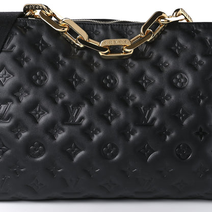 Louis Vuitton Lambskin Embossed Monogram Coussin MM Black 7 of 8