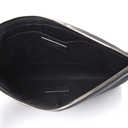Saint Laurent Linen Canvas Rive Gouche Zipped Pouch Black 4 of 6