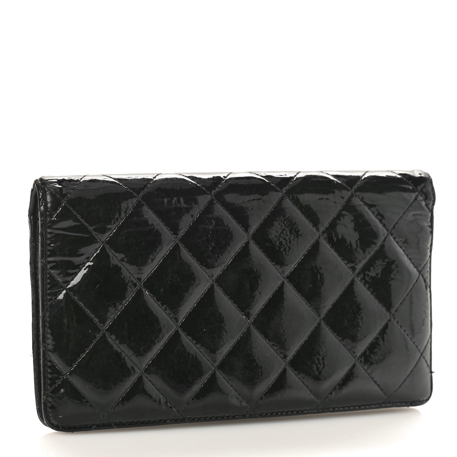 Chanel Patent Calfskin Quilted Yen Wallet Black 3 of 13