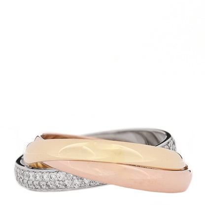 Cartier 18K White Yellow Pink Gold Diamond Small Trinity Paved Ring  52 6 3 of 5