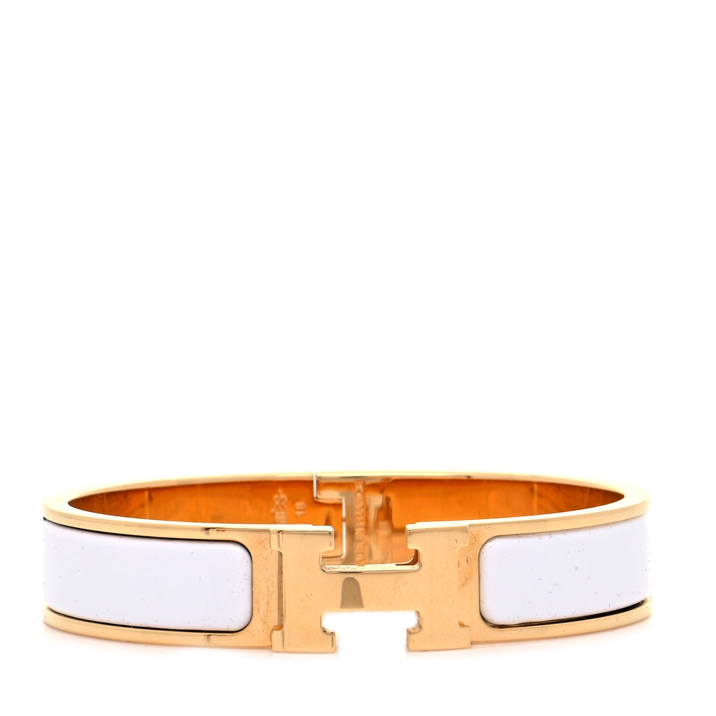 Enamel Narrow Clic Clac H Bracelet PM White