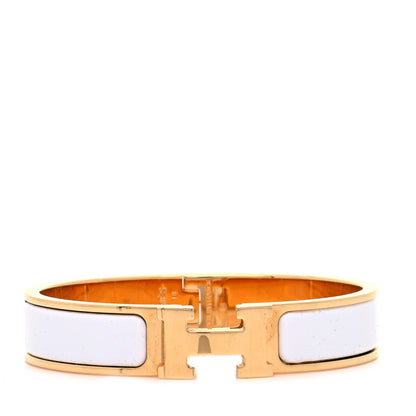 Hermes Enamel Narrow Clic Clac H Bracelet PM White 1 of 7