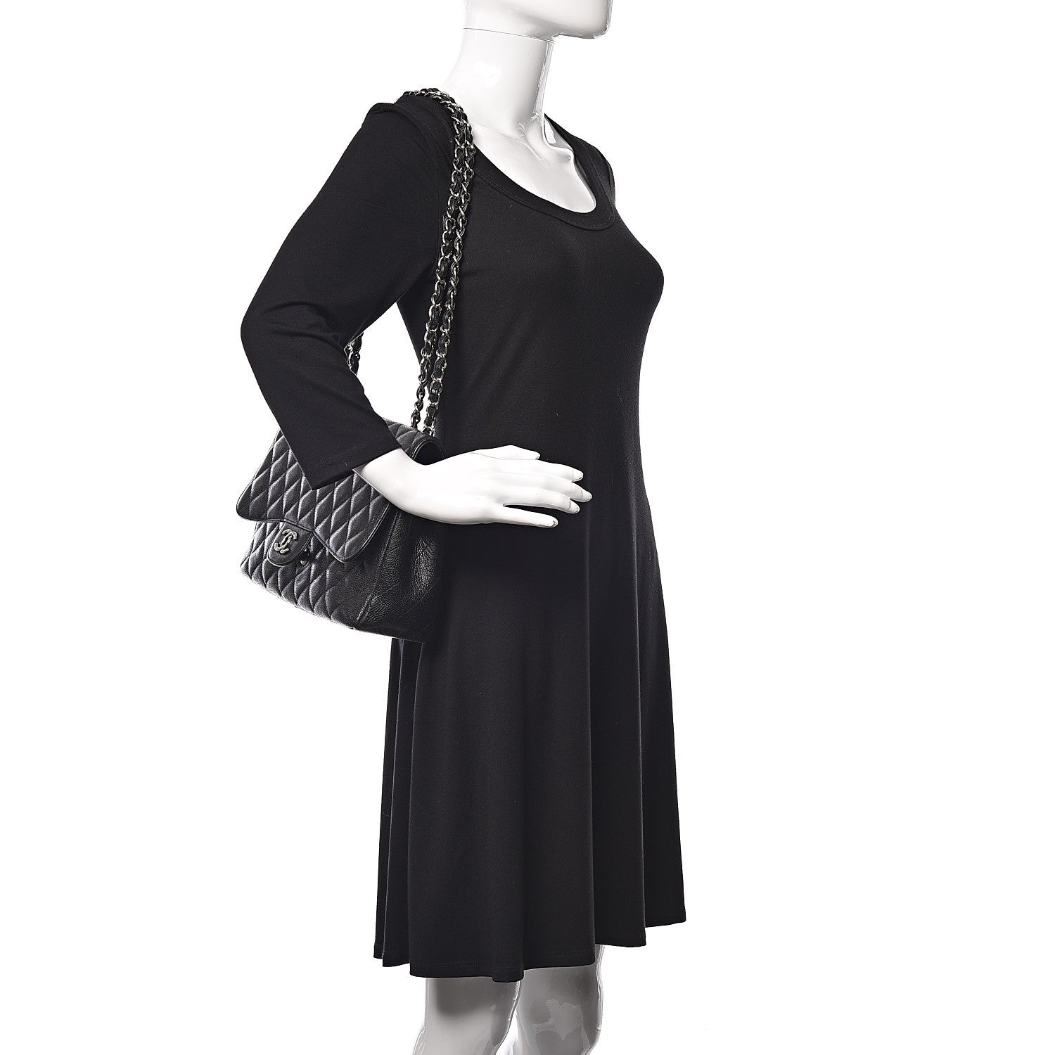 Chanel Caviar Quilted Jumbo Single Flap Black 2 of 14