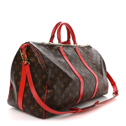 Louis Vuitton Calfskin Monogram Keepall Bandouliere 50 Coquelicot 2 of 8