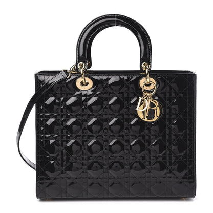 Christian Dior Patent Cannage Large Lady Dior Black 1 of 12
