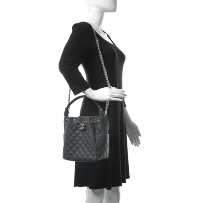 Chanel Grained Calfskin Quilted Small Chain Bucket Bag Grey 2 of 10