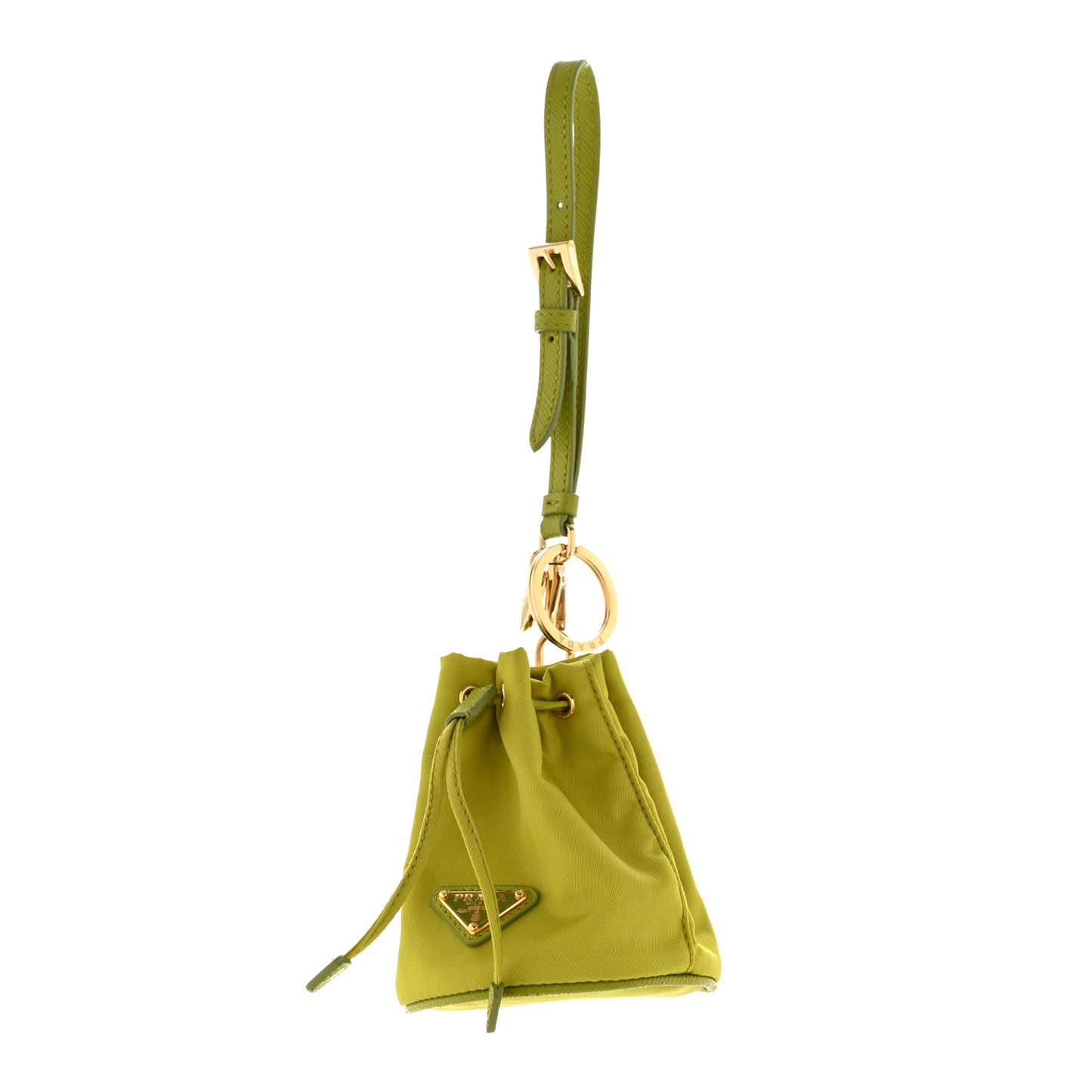 Re-Nylon Saffiano Mini Icon Keychain Charm Edera