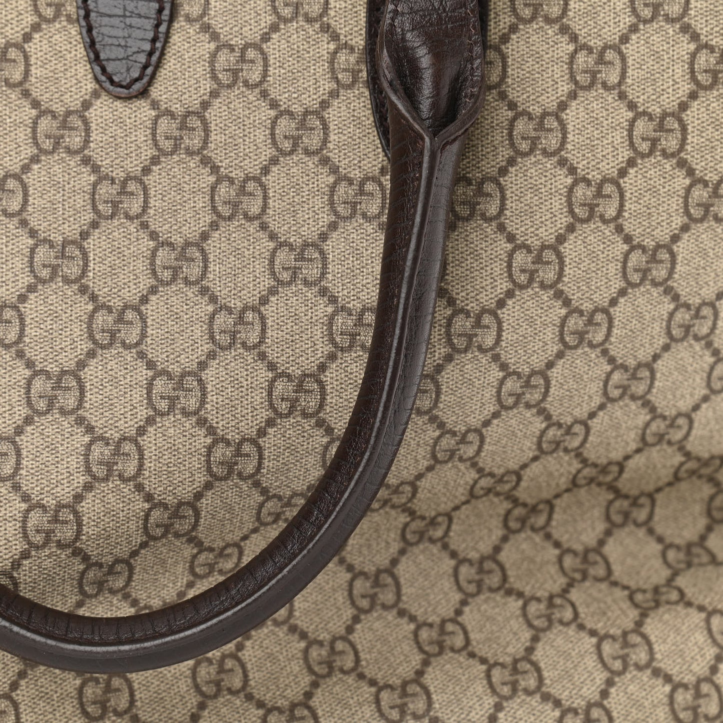 GG Plus Monogram Piston Lock Tote Dark Brown