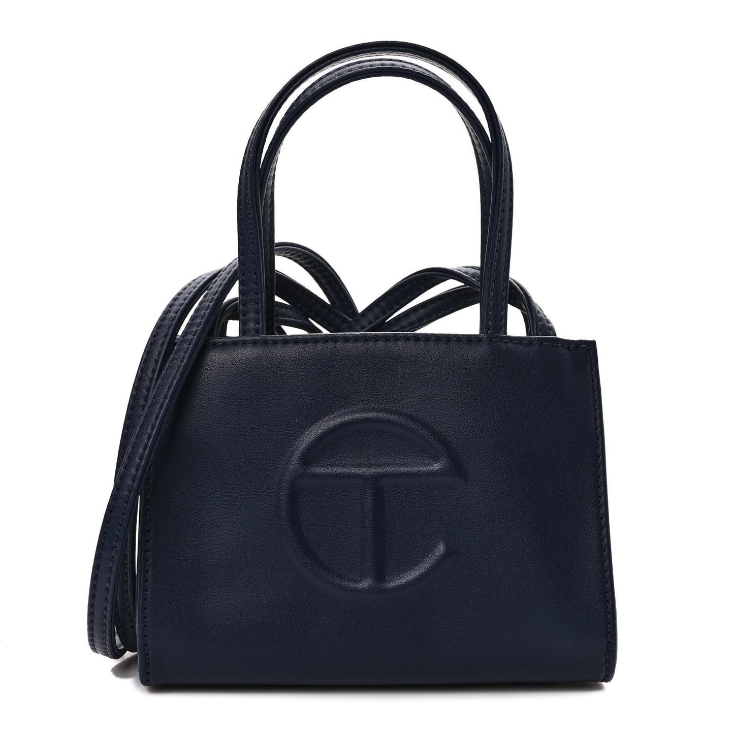 Vegan Leather Small Shopping Bag Navy