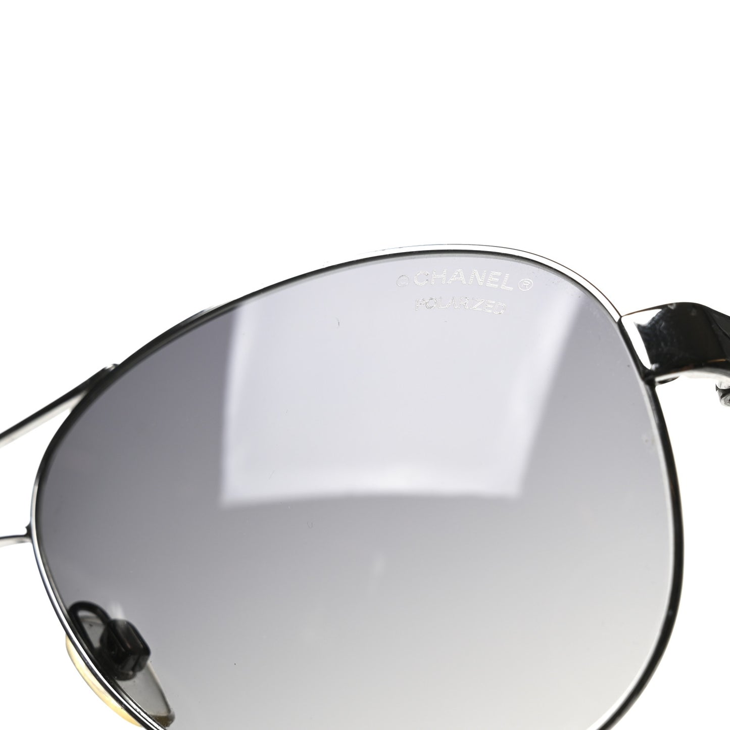 Metal Lambskin Quilted CC Pilot Summer Aviator Sunglasses 4204-Q Black Silver