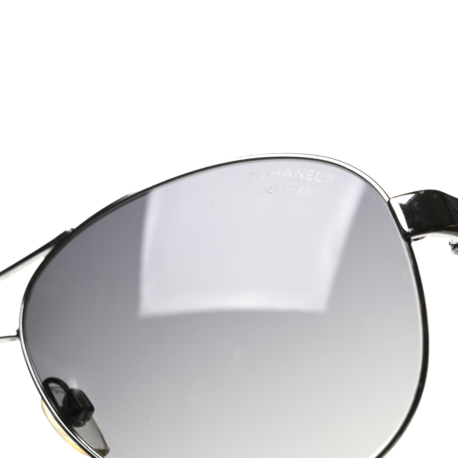 Chanel Metal Lambskin Quilted CC Pilot Summer Aviator Sunglasses 4204-Q Black Silver 7 of 9