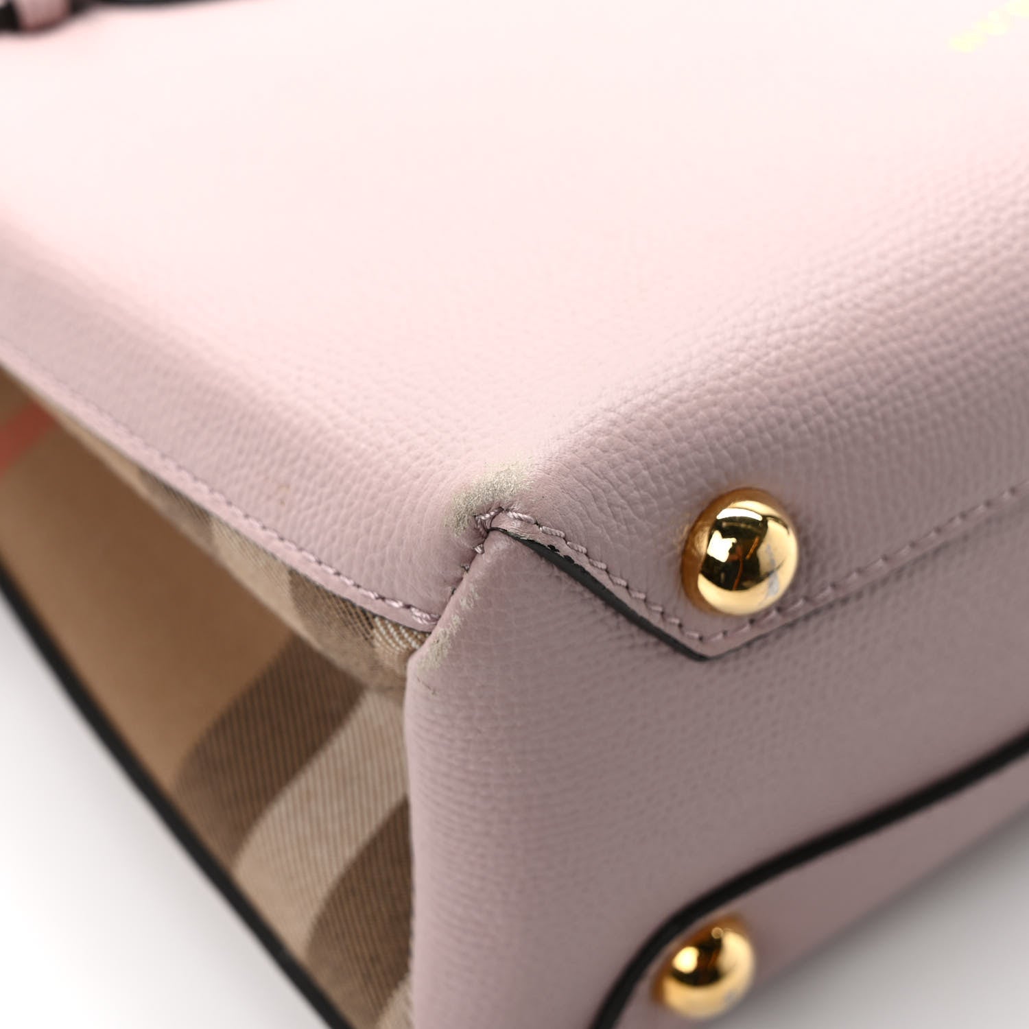 Burberry Grainy Calfskin House Check Small Banner Tote Pale Orchid 9 of 10