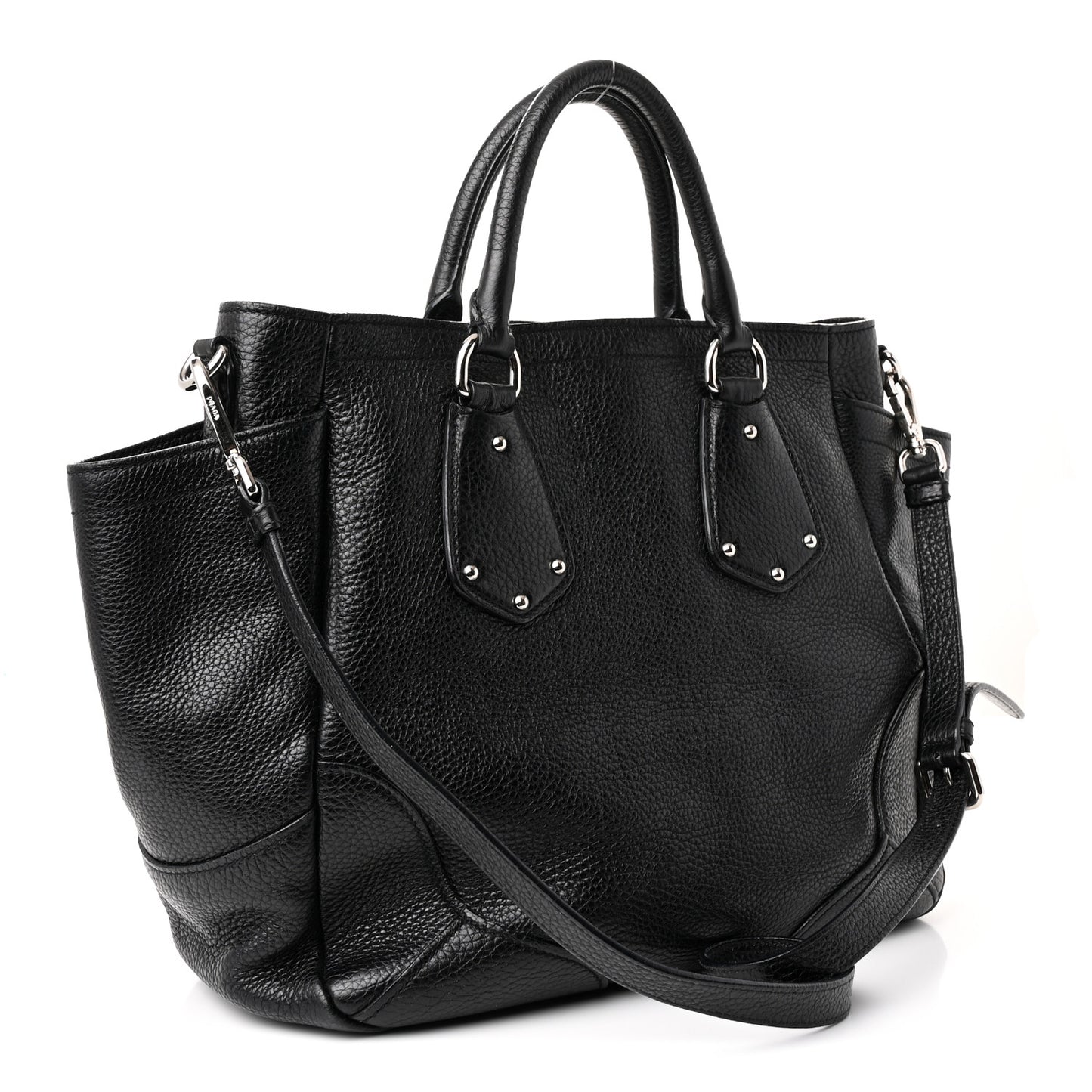 Vitello Daino Side Pocket Tote Black