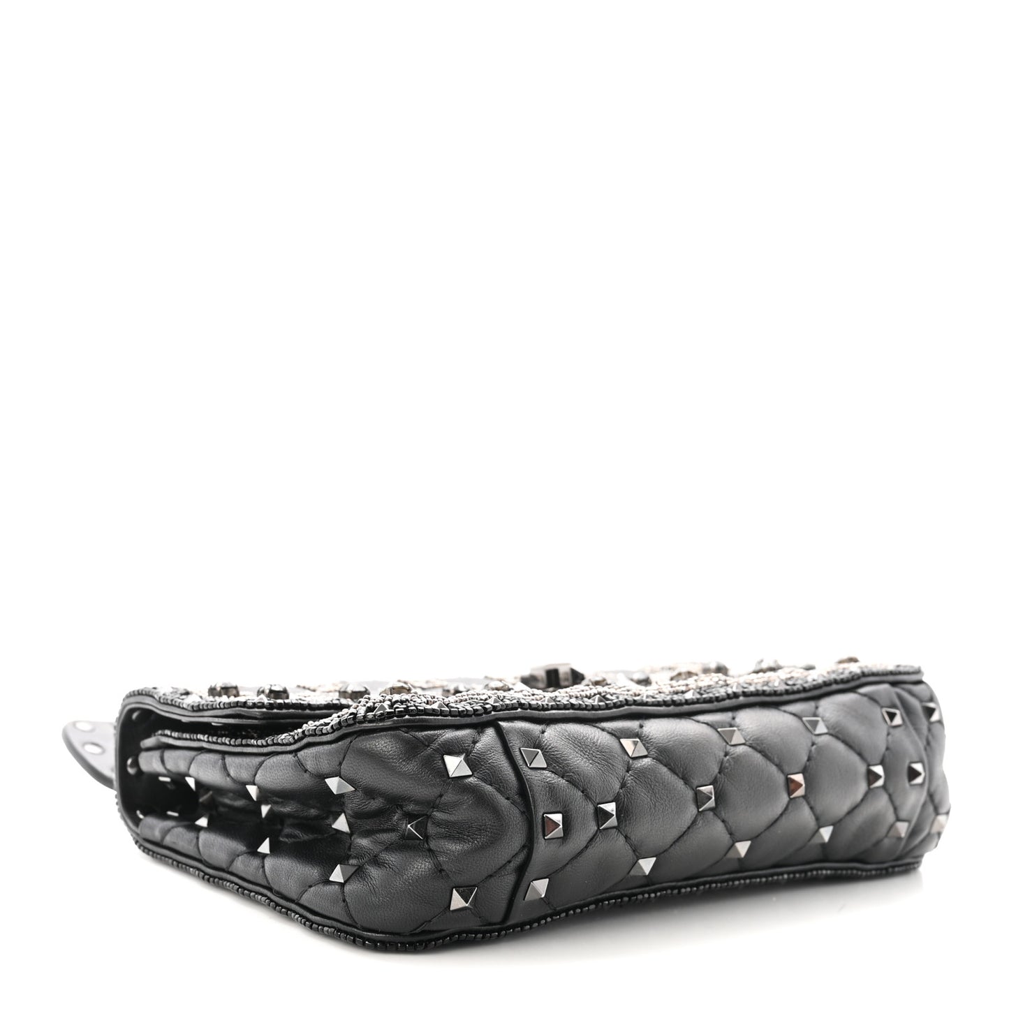 Beaded Small Rockstud Spike It Shoulder Bag Black