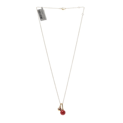 David Yurman 18K Yellow Gold Sterling Silver Ruby Enamel Solari Pendant Necklace Cherry 3 of 5