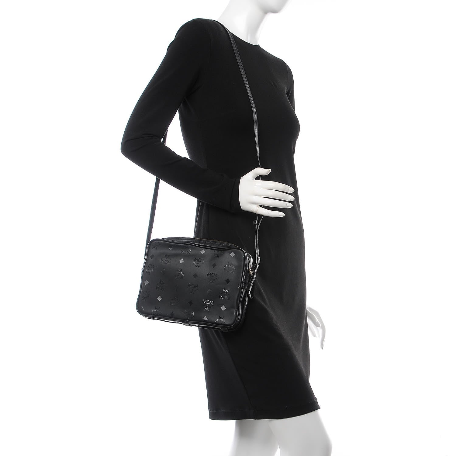 MCM Monogram Coated Canvas Camera Bag Crossbody Black 2 of 16