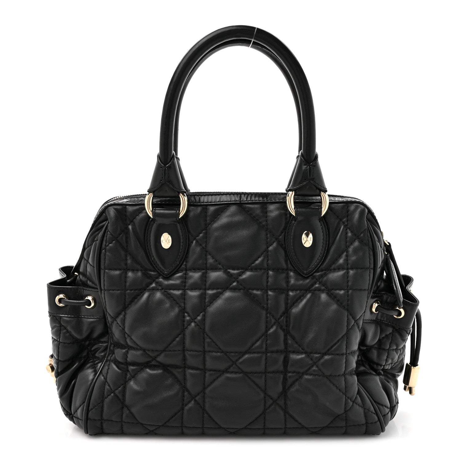 Christian Dior Lambskin Cannage Side Pocket Satchel Black 1 of 12