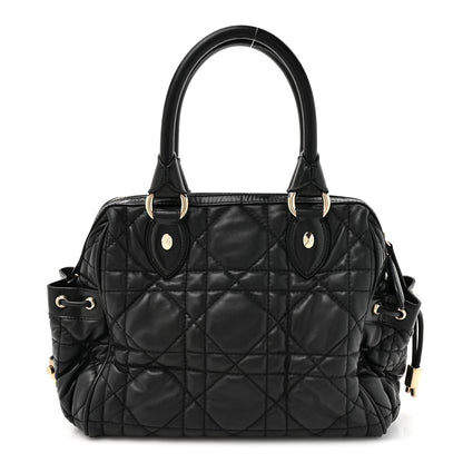 Christian Dior Lambskin Cannage Side Pocket Satchel Black 1 of 12