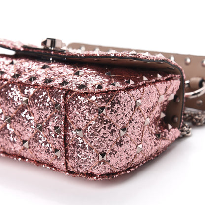 Valentino Garavani Glitter Mini Rockstud Spike Shoulder Bag Antique Pink 7 of 9