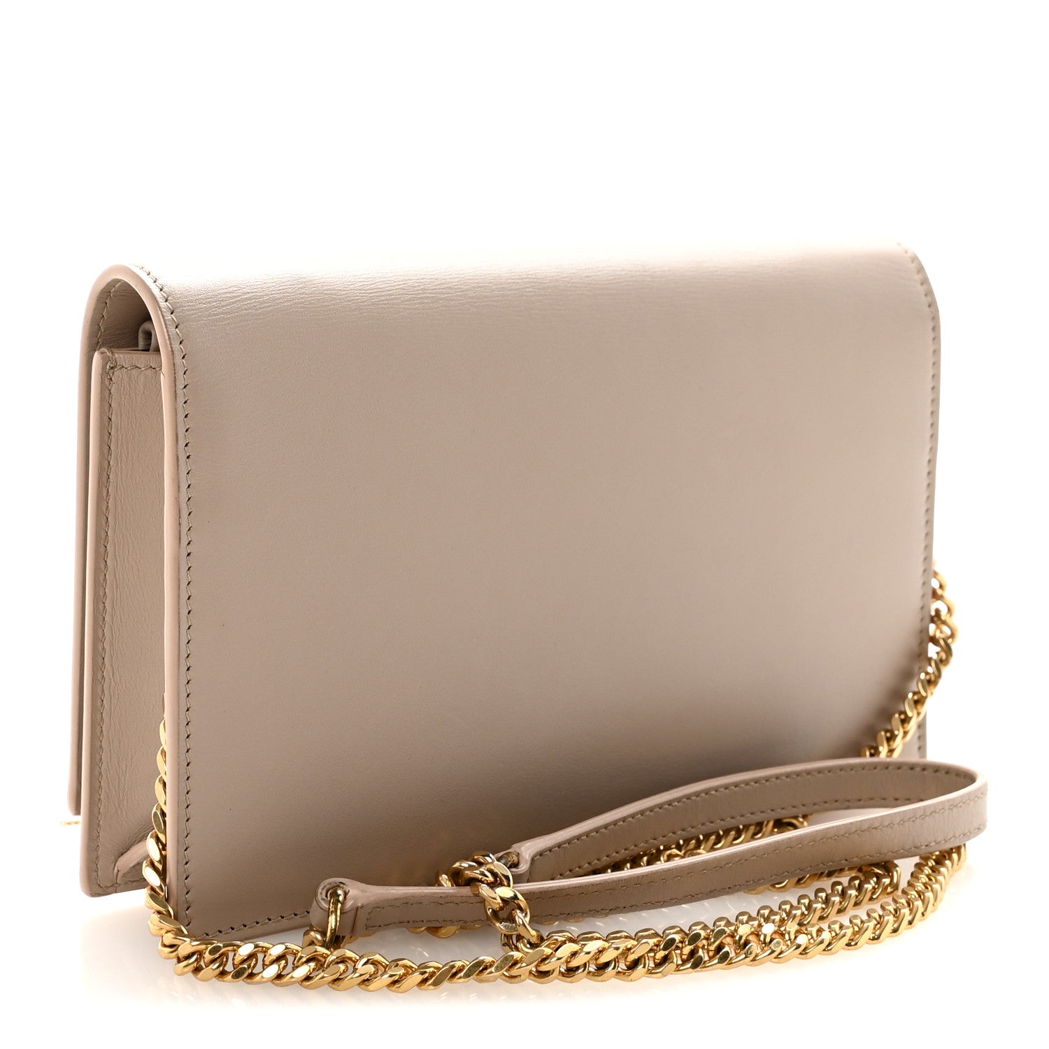 Saint Laurent Smooth Calfskin Classic Monogram Kate Tassel Chain Wallet Dark Beige 3 of 10