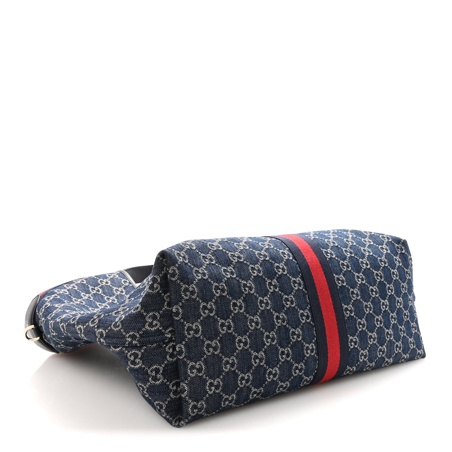 Denim GG Monogram Web Large Giglio Tote Blue