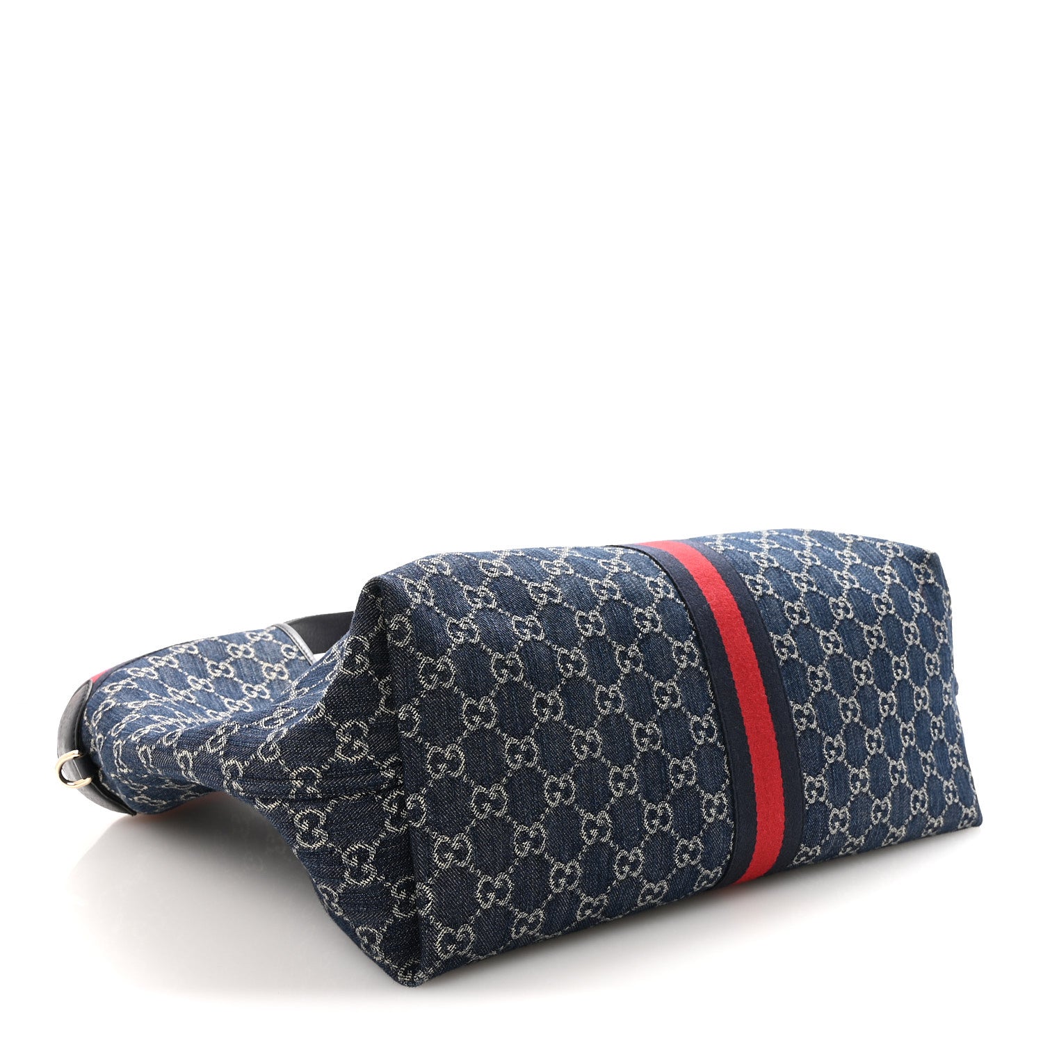 Gucci Denim GG Monogram Web Large Giglio Tote Blue 4 of 9