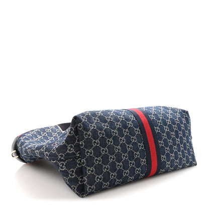 Gucci Denim GG Monogram Web Large Giglio Tote Blue 4 of 9