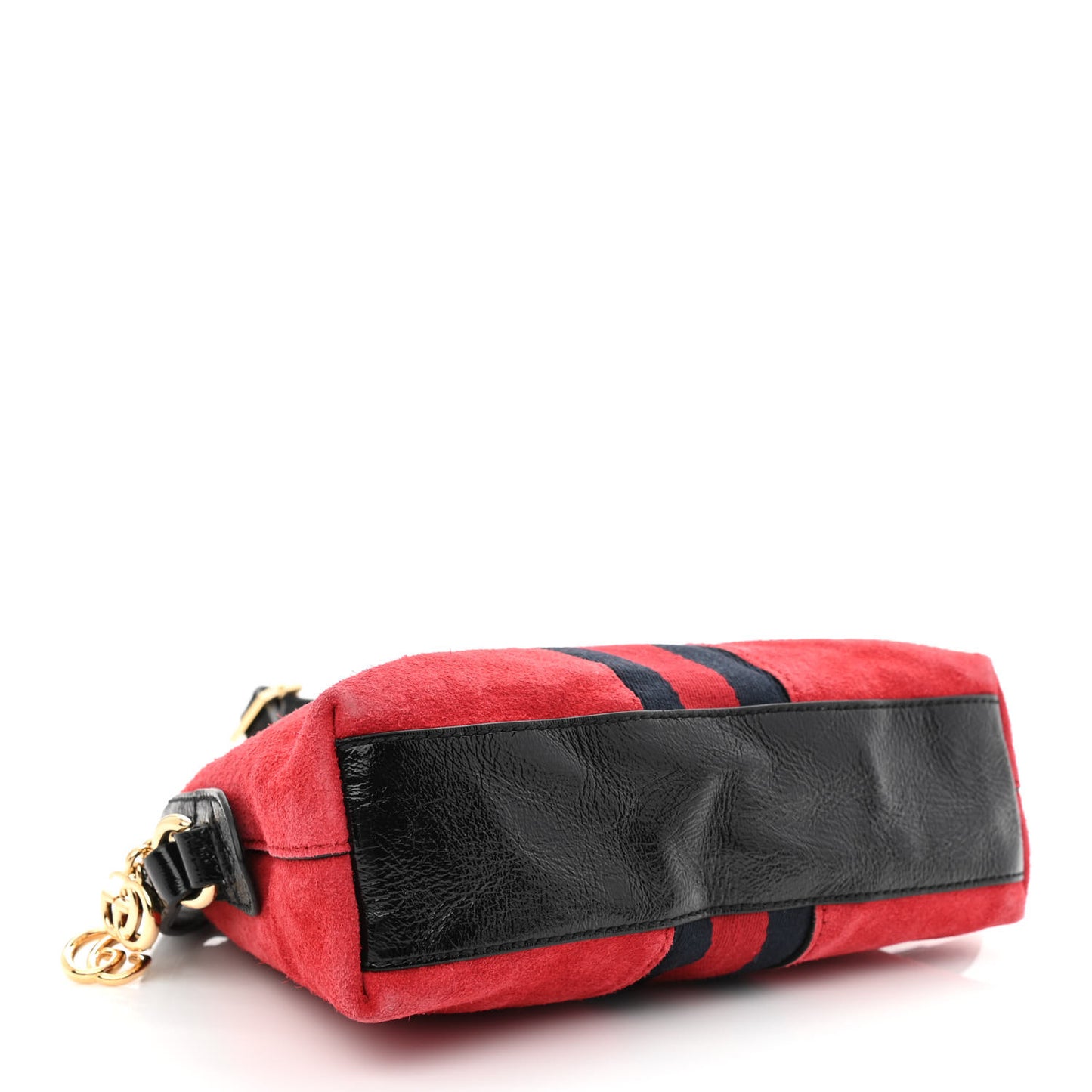 Suede Patent Web GG Small Ophidia Dome Shoulder Bag Hibiscus Red