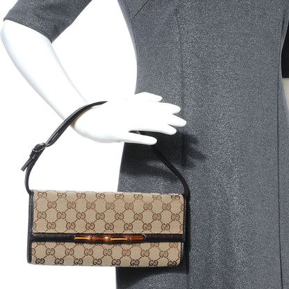 Gucci Monogram Bamboo Clutch Bag Brown 2 of 6