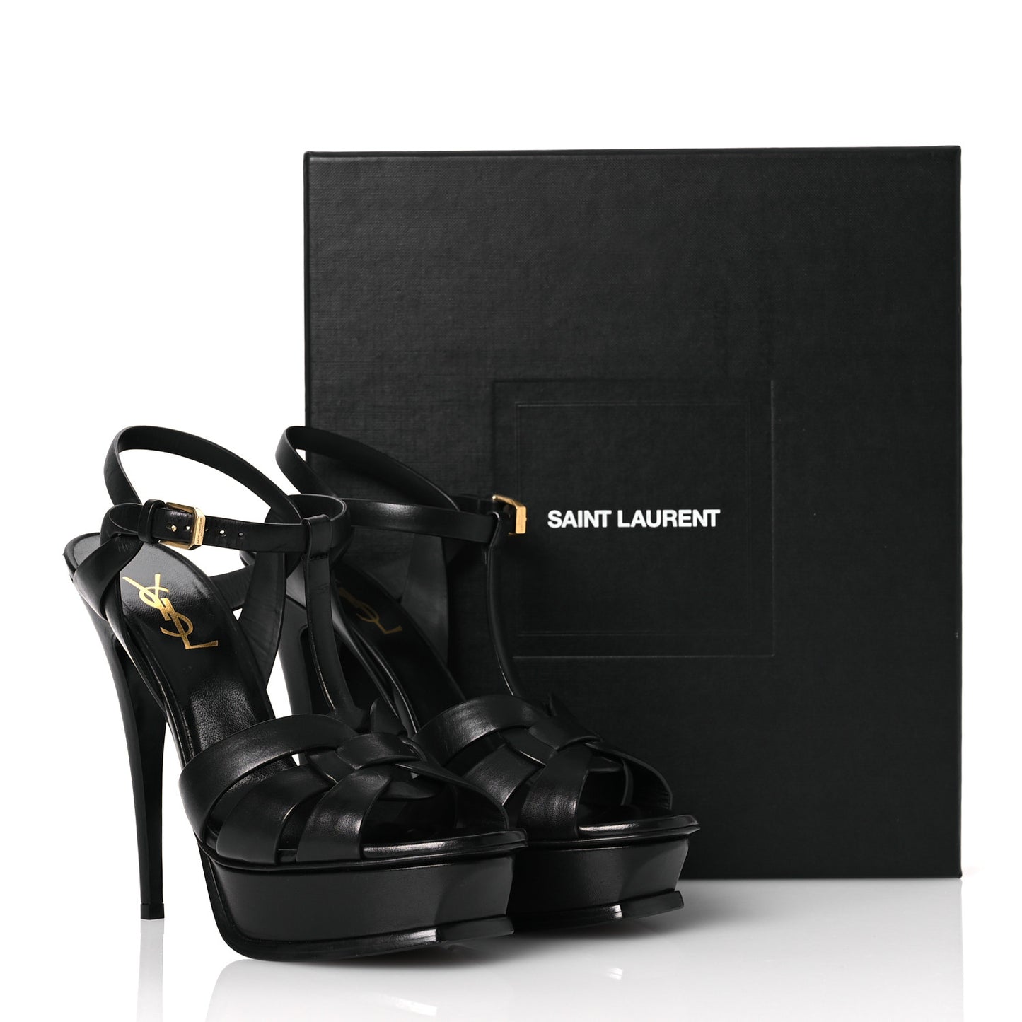 Calfskin Tribute 105 Platform Sandals 38.5 Black