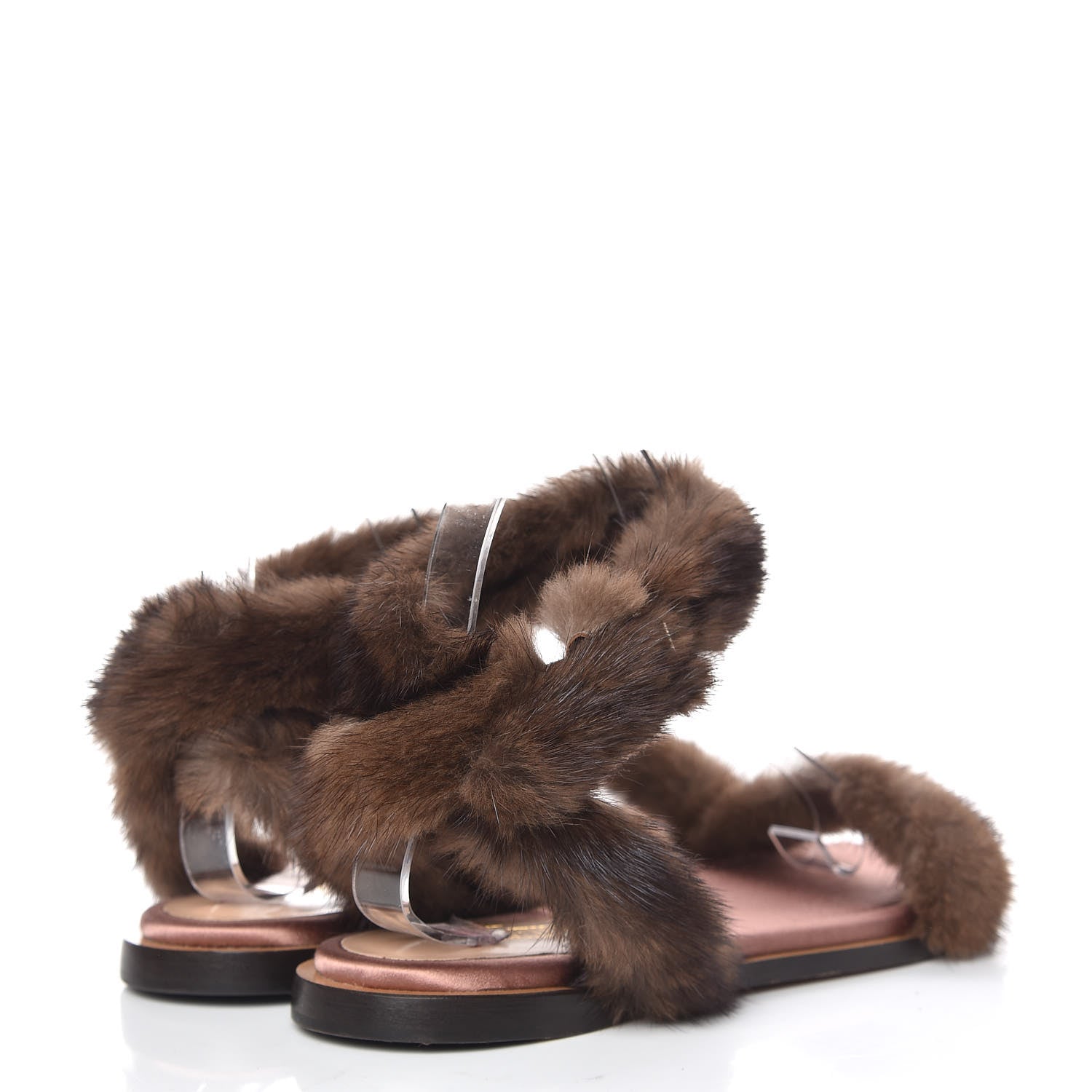 Valentino Garavani Mink Fur Ankle Wrap Flat Sandals 36.5 Visone 4 of 7