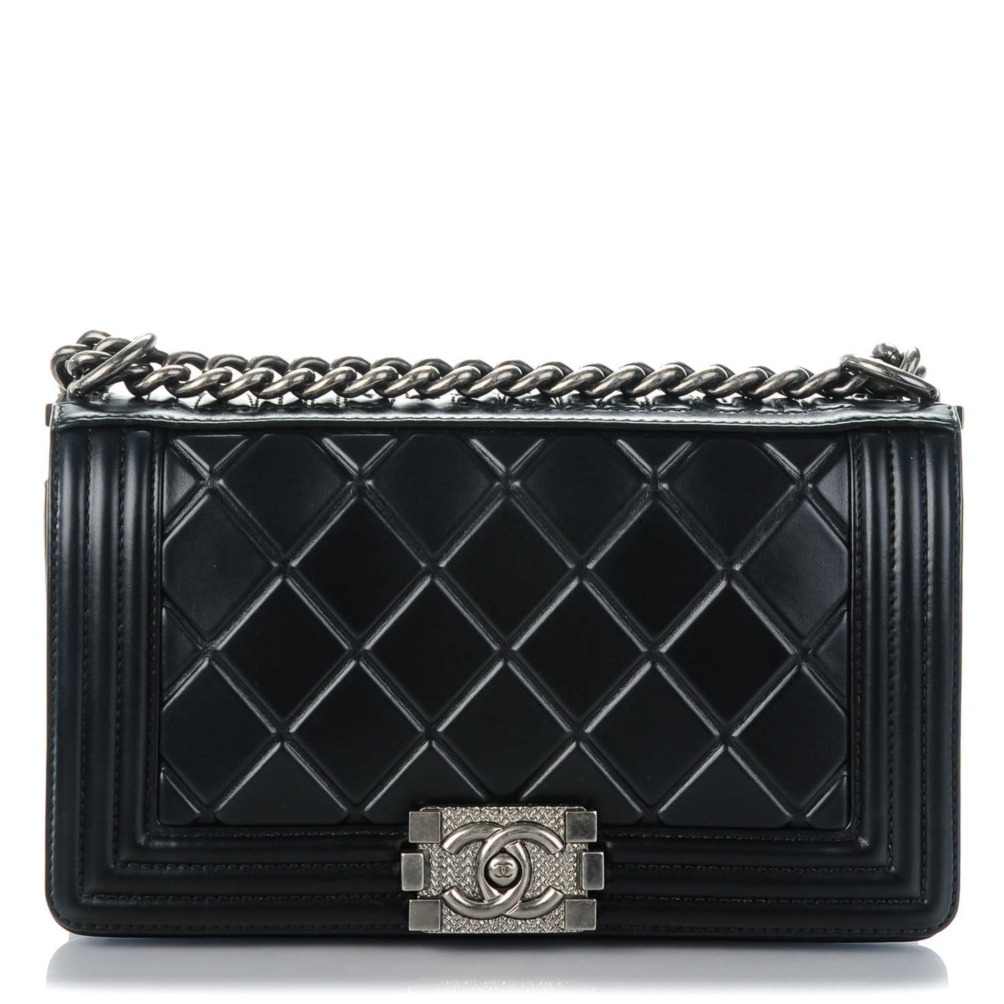 Calfskin Embossed Medium Paris Salzburg Boy Flap Black