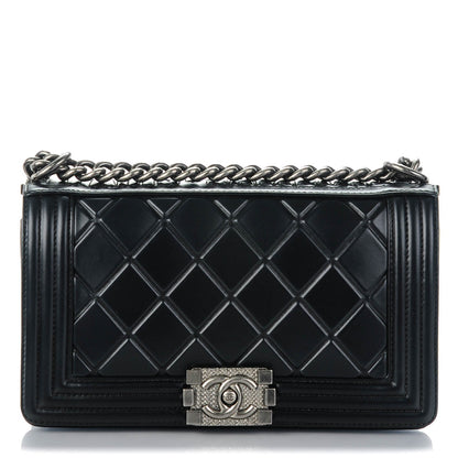 Chanel Calfskin Embossed Medium Paris Salzburg Boy Flap Black 1 of 8
