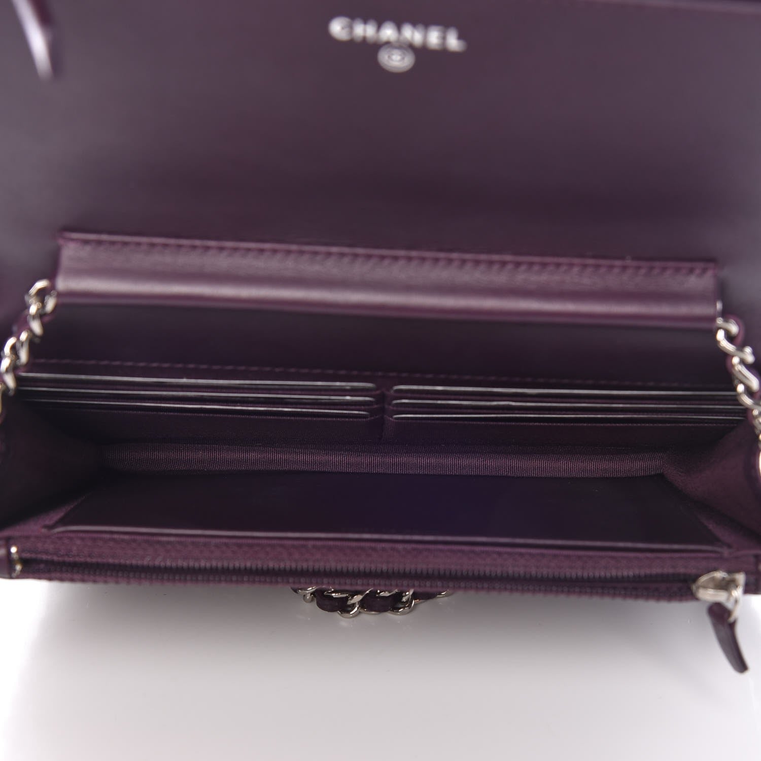 Chanel Caviar Quilted Diamond CC Wallet On Chain WOC Dark Purple 5 of 9