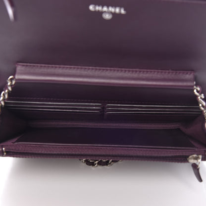 Chanel Caviar Quilted Diamond CC Wallet On Chain WOC Dark Purple 5 of 9