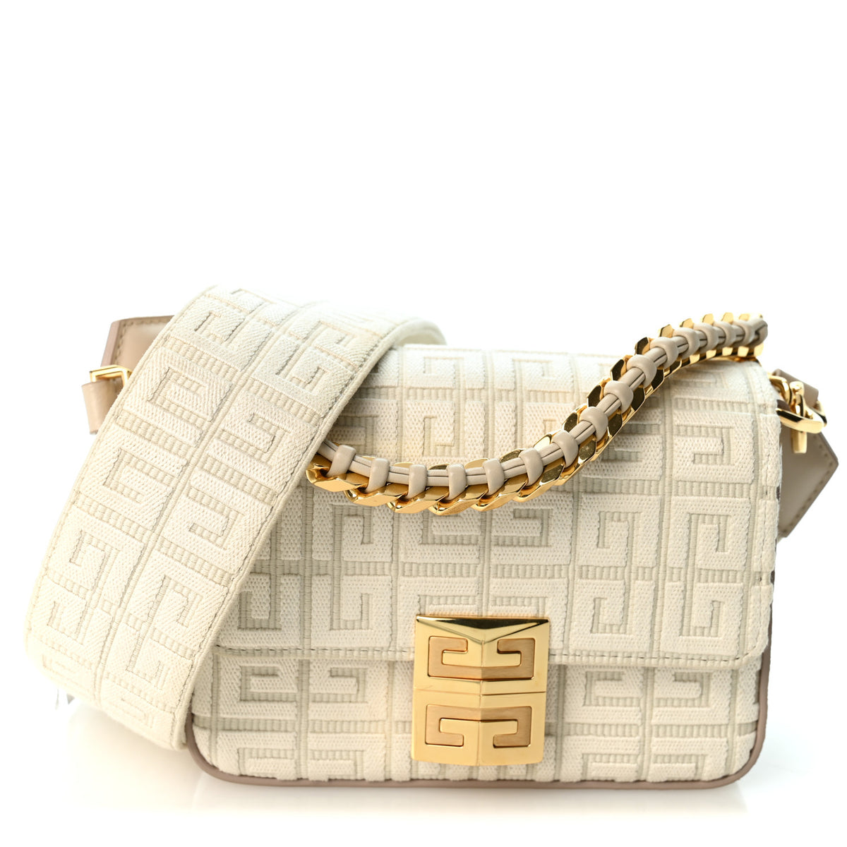 Givenchy Canvas Embroidered Small 4G Woven Chain Crossbody Beige 1 of 9