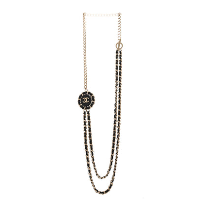 Chanel Lambskin CC Long Chain Necklace Black Gold 4 of 5